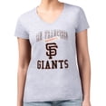 thumbnail image 4 of Women's G-III 4Her by Carl Banks Heather Gray San Francisco Giants Super-Slim Fit Lightweight Team Logo Graphic V-Neck, 4 of 5