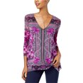 thumbnail image 1 of Blusa de punto I-N-C con Estampado de bufanda para mujer Púrpura XX-Large, 1 of 1