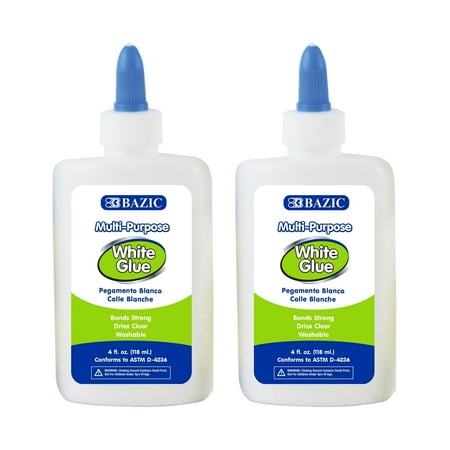 BAZIC White Glue 4Oz (118 mL), Adhesive Bond Slime Making, 2-Packs