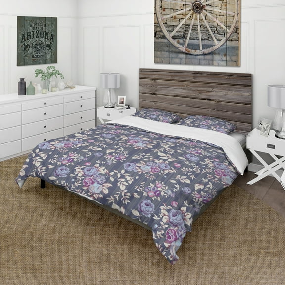 Designart 'Blue Roses' Floral Duvet Cover Set