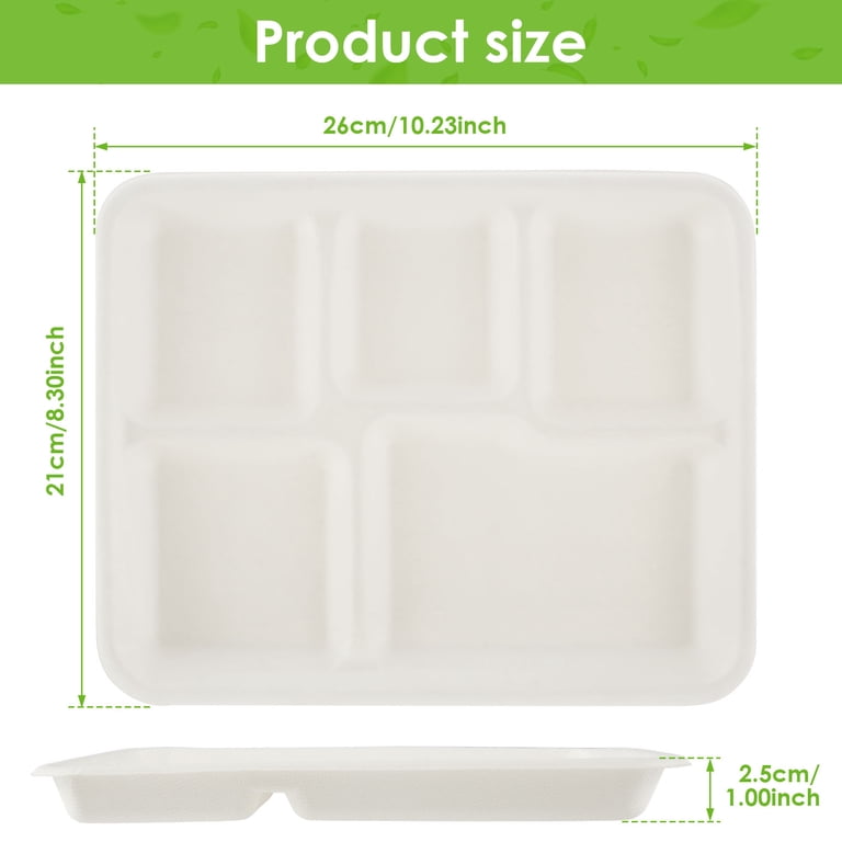 Jetcloudlive 50-Count Compostable Compartment Plates, Sugarcane Fiber photo 2