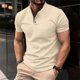 thumbnail image 1 of Blusa y camisa de manga corta con cuello alto para hombre, moda de color liso, con botones y bolsillo, blusa de manga corta con cuello alto, abrigo de poliéster para hombre, 1 of 5