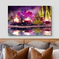 thumbnail image 3 of wall26 Canvas Print Wall Art Relaxing Purple Orchid Flower Zen Bamboo Water Pond Nature Wilderness Photography Realism Rustic Landscape Colorful Multicolor for Living Room, Bedroom, Office - 24", 3 of 5