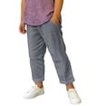 thumbnail image 2 of HOMADLES Boys Linen Pants Summer Loose Fit Wide Leg Baggy Joggers Pants Lightweight School Pants for Daily Wear Gray Size 160, 2 of 8