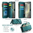 thumbnail image 4 of Compatible with Samsung Galaxy S24 Wallet Case, 10 Card Slots & 1 Zipper Coin Pocket & 1 Cash Slot & 1 Cash Pocket & Lanyard & Crossbody Strap & Kickstand & RFID Blocking Phone Case, Green, 4 of 10