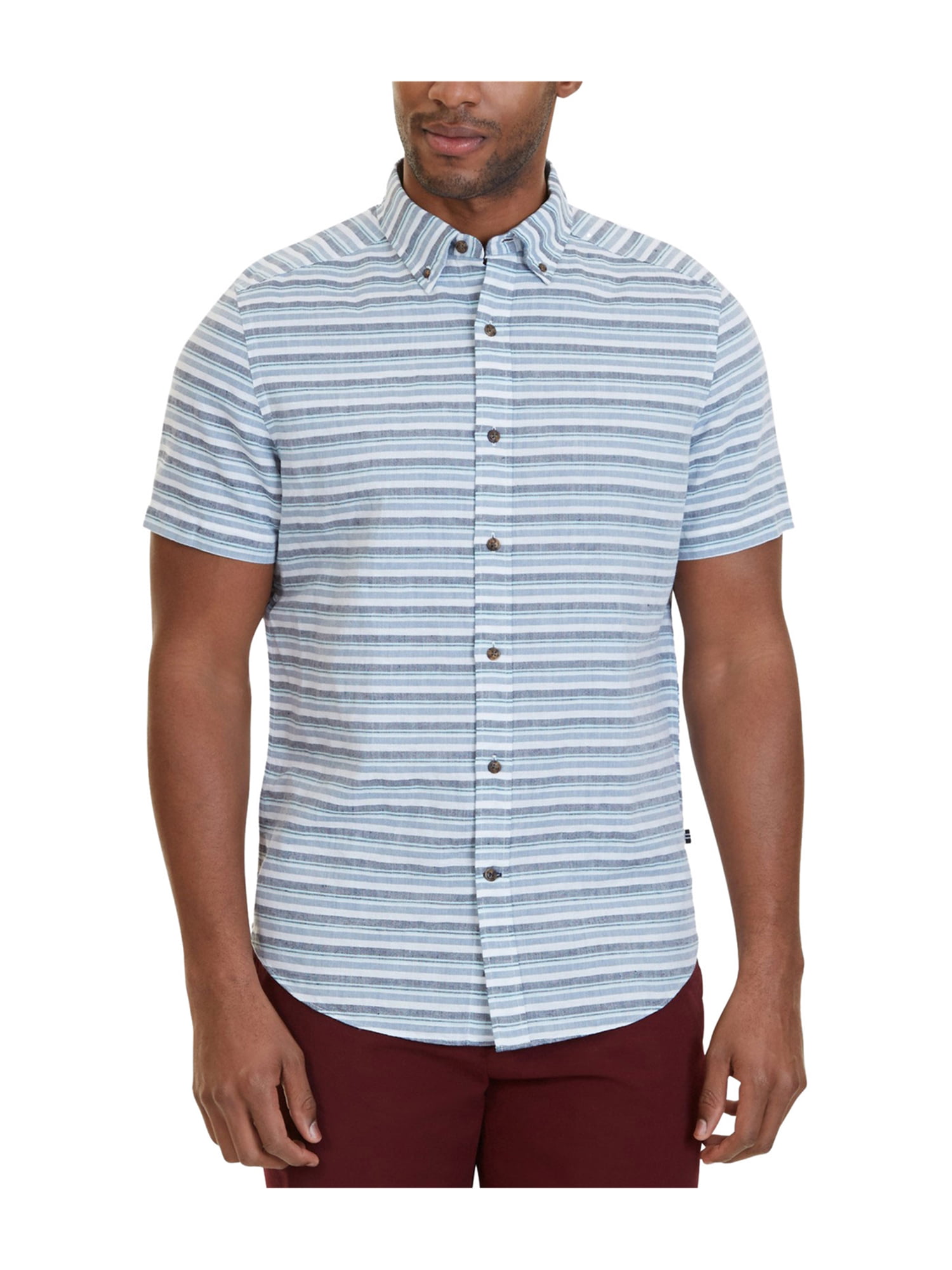 Nautica - Nautica Mens Horizontal Stripe Button Up Shirt - Walmart.com ...