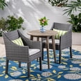thumbnail image 2 of Everest Outdoor 3 Piece Acacia Wood and Wicker Bistro Set, Light Gray and Gray, 2 of 11