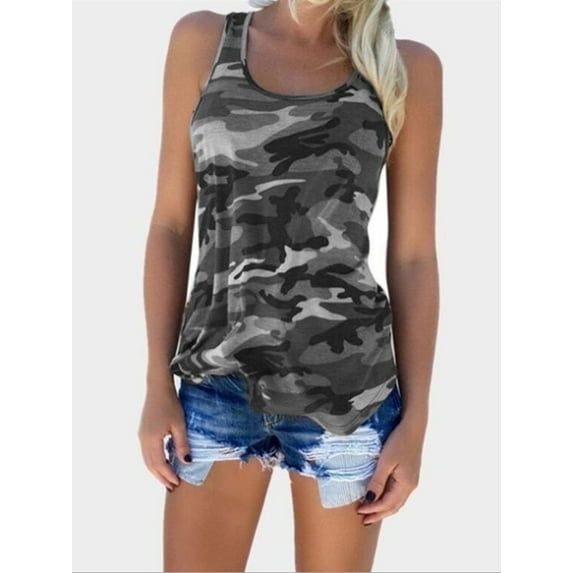 ZOELNIC Womens Camo Tank Athletic Shirts Running Muscle Shirts Sleeveless Workout Gym Clothes Racerback Tank Tops for Women