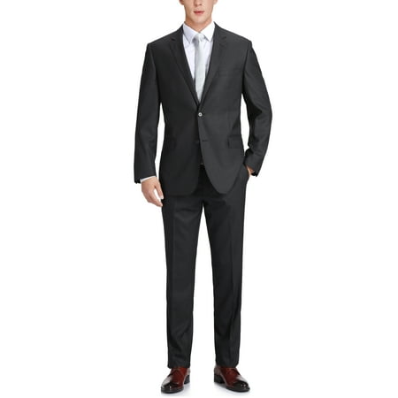 Men's 2 Piece Classic Fit Two Button Black Wool Suit | Walmart Canada