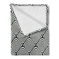 thumbnail image 2 of Abstract Soft Flannel Fleece Blanket, Optical Illusion Effect Fish Scale Monochrome Pattern with Repeating Swirls, Cozy Plush for Indoor and Outdoor Use, 50" x 60", Black and White, by Ambesonne, 2 of 5