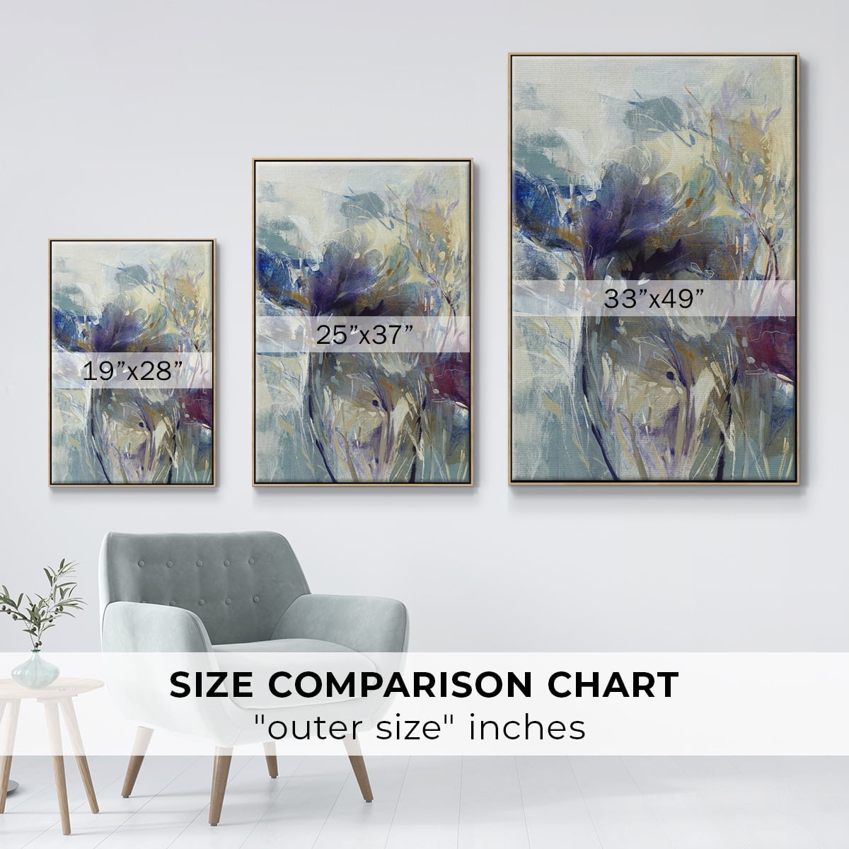 Meadow Saffron I Framed Premium Gallery Wrapped Canvas - Ready to Hang - 27 x 41 - Natural Wood Floating Frame