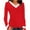 Red, variant on Sevevn Women's Solid V-neck Collar Long Sleeved Top Pink XXL Gift for Girls