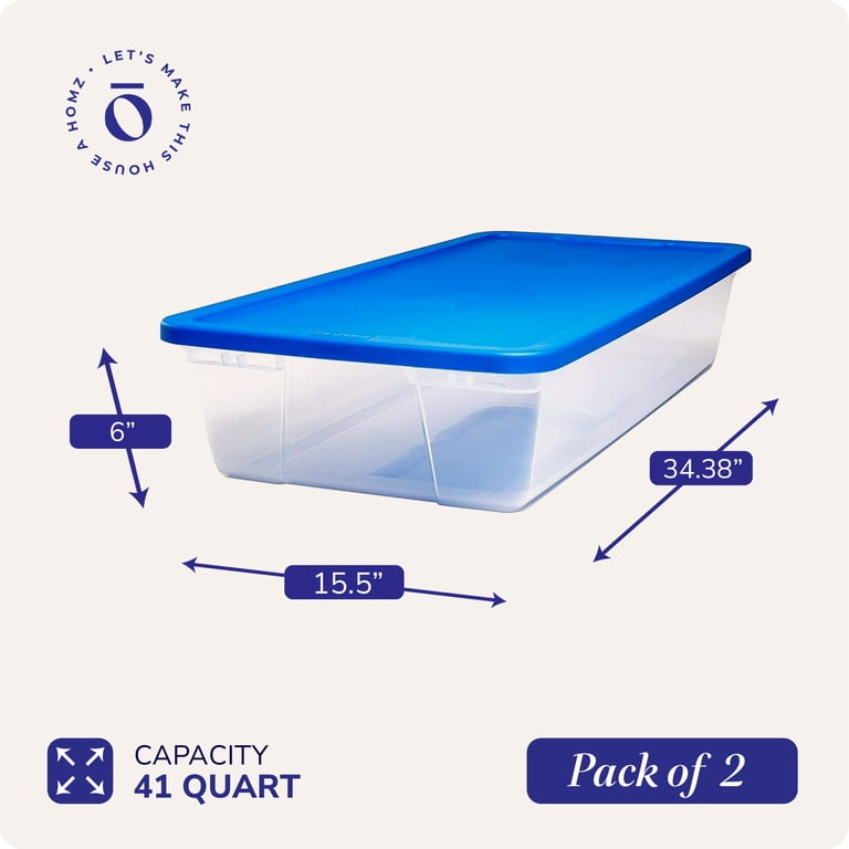 Homz Large Bin Seal Snaplock 41 Qt Stackable Plastic Storage