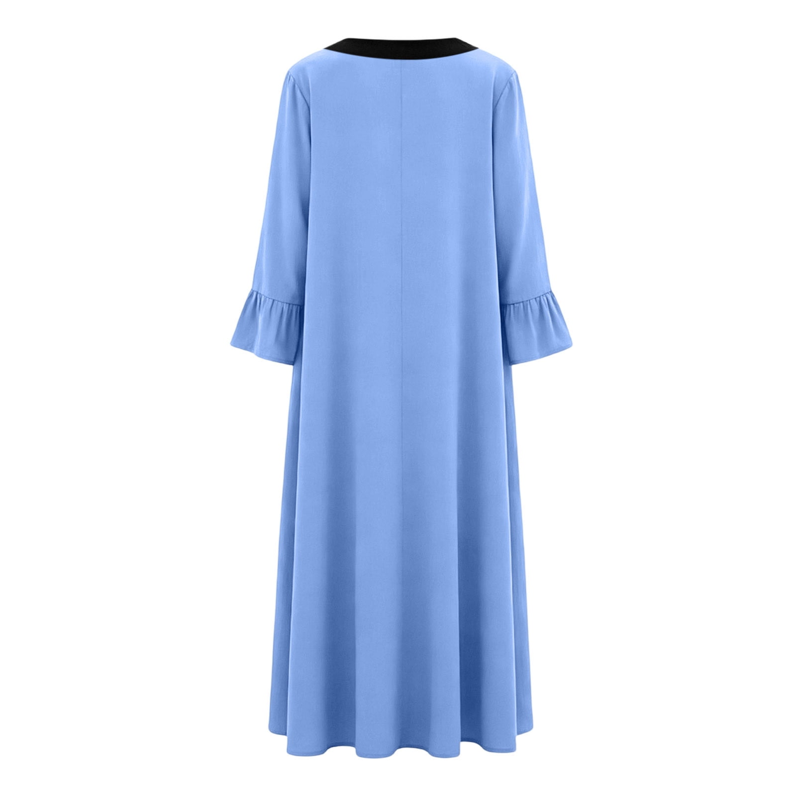 LVHAOGJOB Dresses for Women with Pockets Plus Size Long Sleeve Maxi Dress V Neck Summer Loose Cotton Linen Long Ladies Sundress Flowy