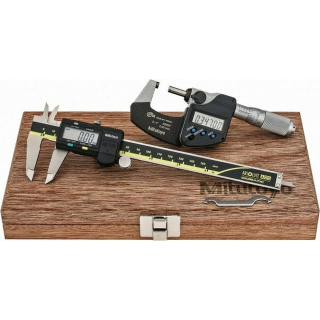 Mitutoyo 4 Piece Tool Kit with Machinist Caliper, Micrometer