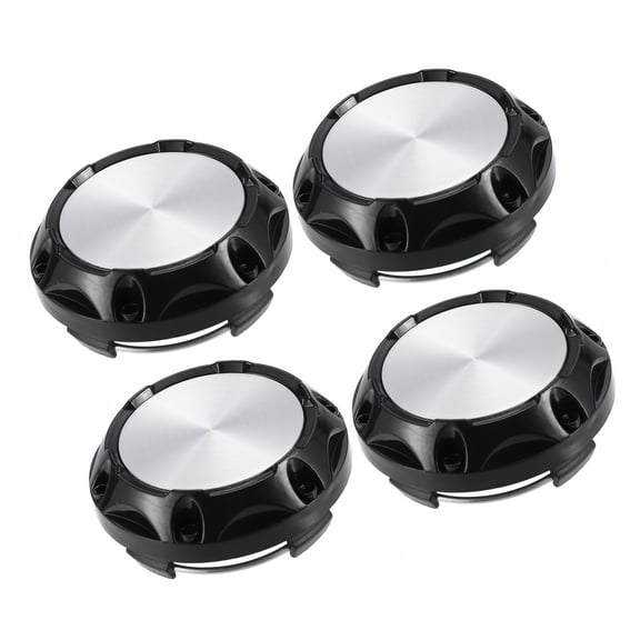 Unique Bargains 4 Pcs 64mm Dia 4 Clips Wheel Tyre Center Hub Caps Covers for Auto Silver Tone Black