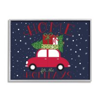 Stupell Indtries Home for Holidays Sentiment Red Car Presents Snow,14 x 11,Design by Amanda McGee