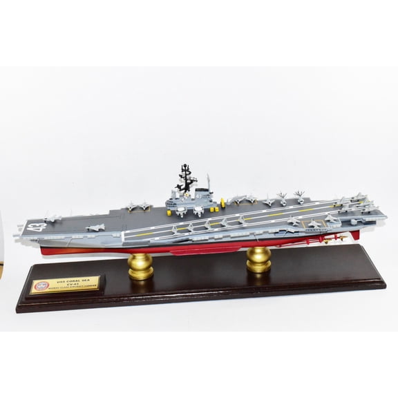 USS Coral Sea CVA-43 Aircraft Carrier Model,Navy,Scale Model,Mahogany,Midway Class,24 inch