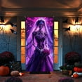 thumbnail image 4 of Halloween Decorations Door Cover, Large Scary Creepy Door Banner Bathroom Porch Door Backdrop House Halloween Party Decoration, 35*71 In Purple, 4 of 8