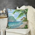 thumbnail image 2 of Graphic Beach Decorative Throw Pillow Case Seaside Landscape with Flying Seagulls Tropical Trees and Rippling Ocean, Cushion Cover for Couch Living Room Car,  Multicolor, 2 of 5