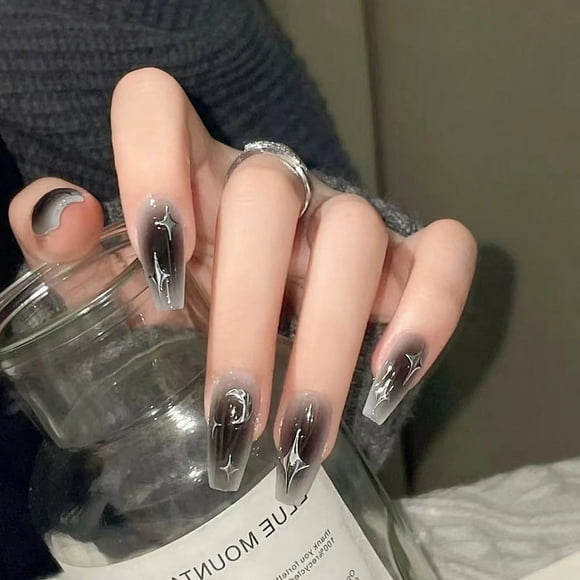 Silver Moon and Star Nail Panel
