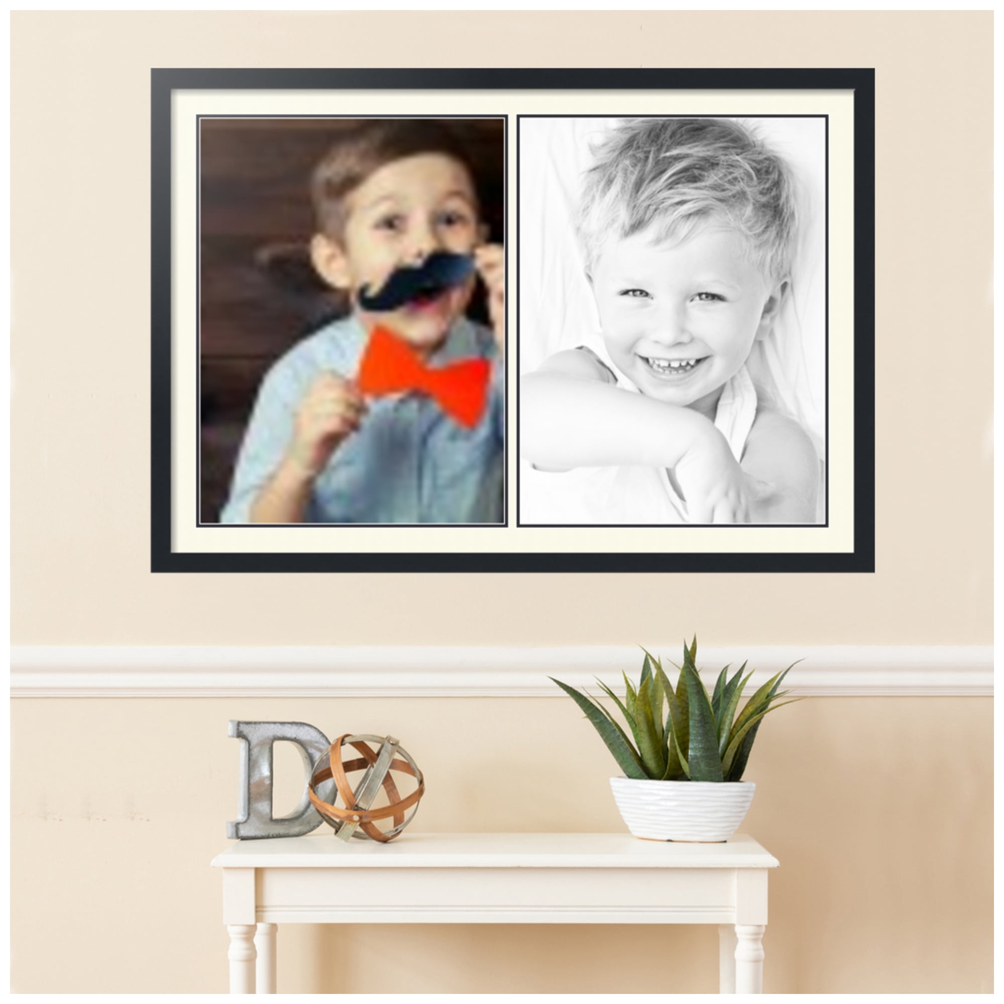 ArtToFrames Collage Photo Picture Frame with 2 - 18x24" Openings, Framed in Black with Brilliant White and Black Mats (CDM-3926-1423)