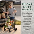 thumbnail image 3 of YYAo Grocery Shopping Cart, Utility Cart, Trolley Cart, Folding Shopping Basket Rolling Trolley with Adjustable Handle-Black, 3 of 6