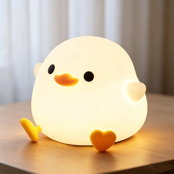 Duck Shaped Silicone LED Night Light, Touch Control Dimmable Warm Lamp with 20-Min Timer, Rechargeable Portable Wireless Bedside Decor Light for Bedroom, Dorm & Nursery