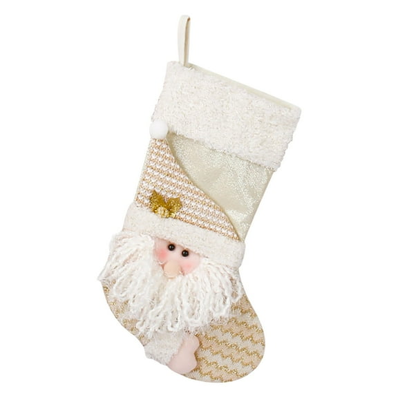 A Christmas Stocking With Santa Claus And Snowman Design For Tree Decoration Gift Candy Bag Holiday Home Decor And Party Festive Use