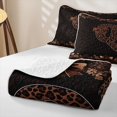 thumbnail image 4 of Homewish Brown Leopard Print Bed Spread Queen for Girls Women, Monogrammed Q Queen Coverlet Set, 4 of 7
