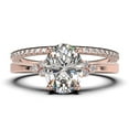 thumbnail image 1 of Dazzling Minimalist 2.00 Carat Oval Cut Diamond Moissanite Engagement Ring, Classic Wedding Ring, One Matching Band in 10k Solid Rose Gold, Gift For Loveria, Promise Ring, 1 of 4