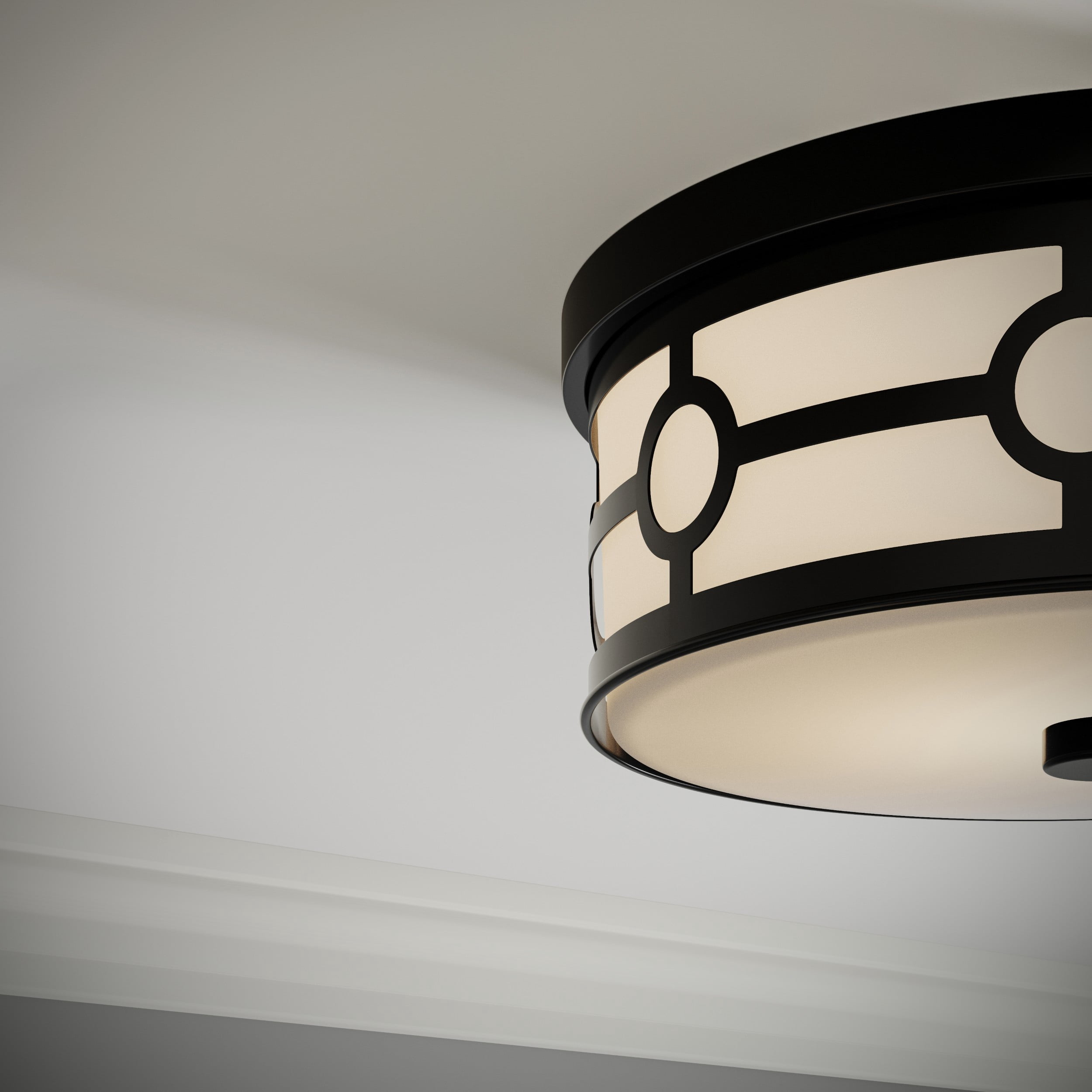 Avec Black 13" 2-Light Flush Mount Light with Etched Glass Shade