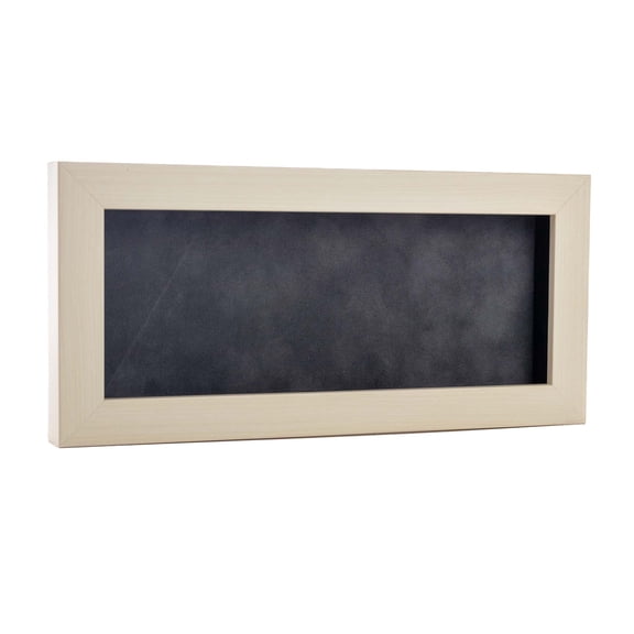 13x34 Shadow Box Frame White Washed Wood | With a 3/4" Usable Display Depth | Includes a Dark Grey