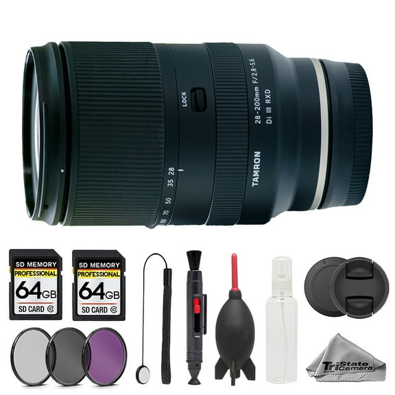 Tamron 28-200mm f/2.8-5.6 Di III RXD Lens - 10pc 128GB Memory Bundle (International Version)