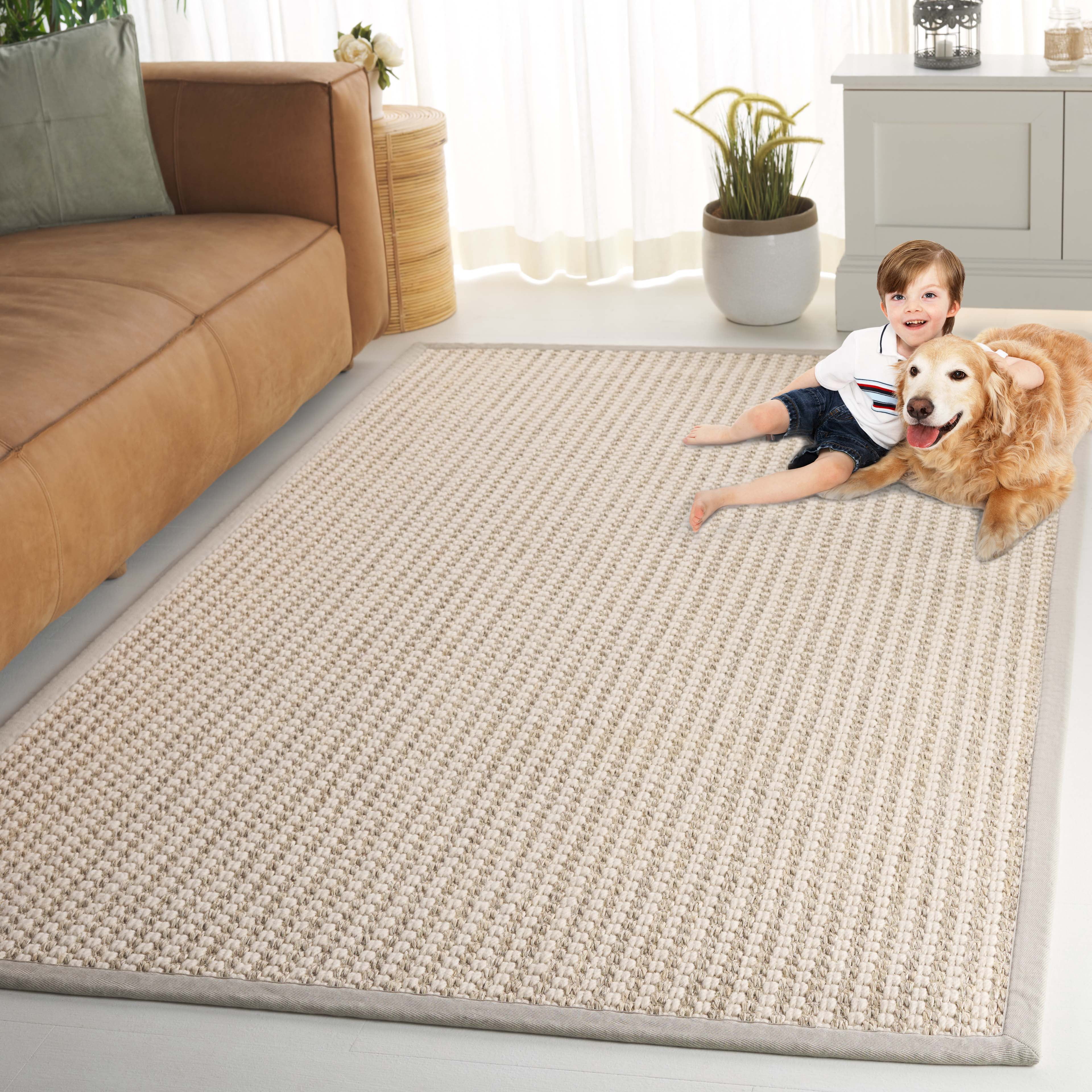 SAFAVIEH Palm Beach Trafford Solid Area Rug, Ivory, 3' x 5'