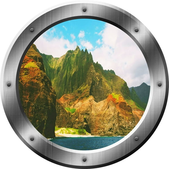 VWAQ Nature Scene Wall Decal Porthole Window Decal 3D Wall Sticker VWAQ-SP39 (24" Diameter)