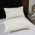 thumbnail image 6 of Wajade Faux Fur Comforter Set Queen Size, 3 Pieces Ultra Soft Marbled Ivory White Fluffy Comforter Set Marble Print Furry Bedding Set for All Seasons, 1 Plush Comforter Set+2 Pillow Covers, 6 of 6