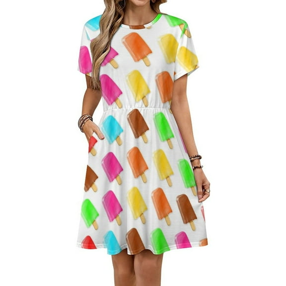 Popsicles Sundress Short Sleeve Dress Summer Women Clothes Dress for Women Dresses
