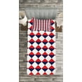 thumbnail image 3 of Ambesonne Americana Quilted Bedspread Set 2 Pcs, Red Half Triangles, Twin Size, Red Dark Blue and White, 3 of 3