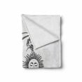 thumbnail image 2 of Sun Soft Flannel Fleece Throw Blanket, Monochrome Feathers Ornamental Lunar Pattern Design Oriental Elements, Cozy Plush for Indoor and Outdoor Use, 60" x 80", White Black, by Ambesonne, 2 of 6