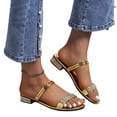 thumbnail image 5 of Avtoify Summer Middle Heels Shoes Women Fashionable Casual Outerwear Versatile Plus Size Solid Color Rhinestones Round Toe Open Toe Low Heels, 5 of 9
