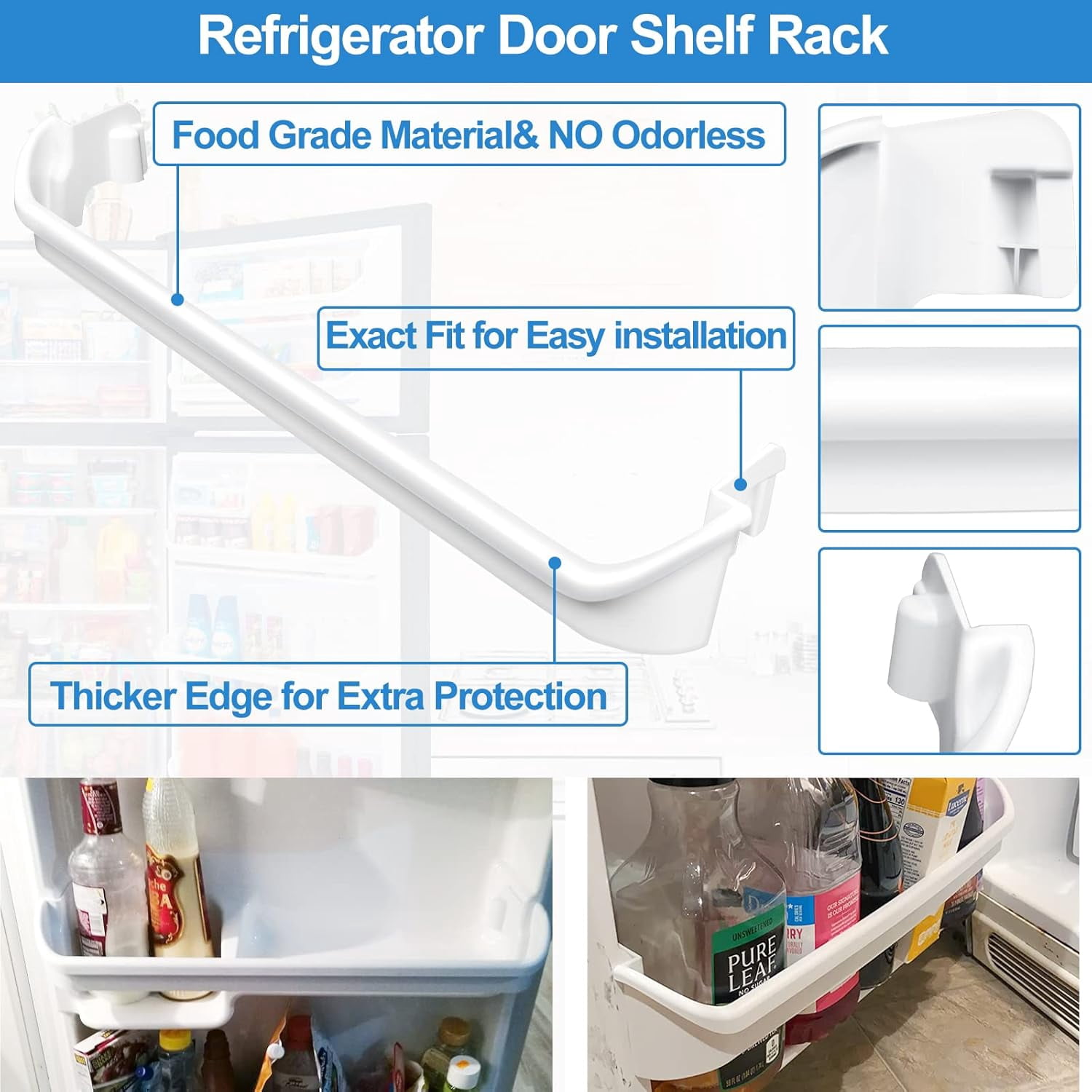 240535101 Refrigerator Door Rack Replacement Retainer Bar Compatible with Frigidaire Kenmore Refrigerator Door Shelf Replacement Parts AP3214801, AH735091, FRT15HB3JW3, FFTR1513LW0 Door Rack