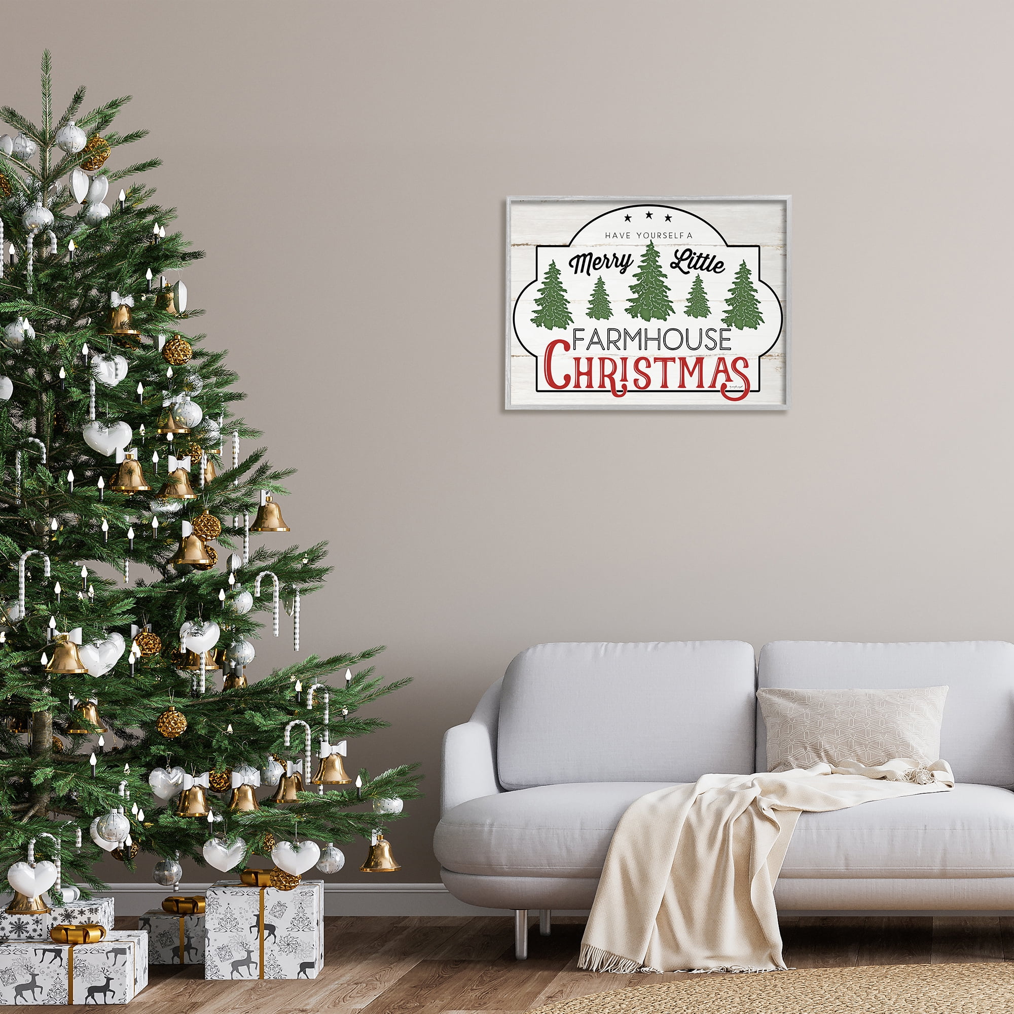 Indtries Have Yourself a Merry Little Farmhoe Christmas Sign 30 in x 24 in Framed Painting Art Prints, by Stupell Home Décor