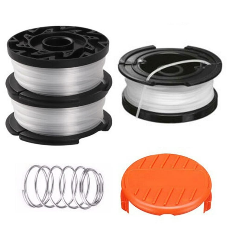 Trimmer Spool 3 Pack & Cap & Spring Replacement For Black Decker