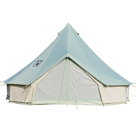 Trend Tents Inc 10ft All-Weather Canvas Bell Tent - Pea Green - Waterproof Mold-Resistant with Stove Jack