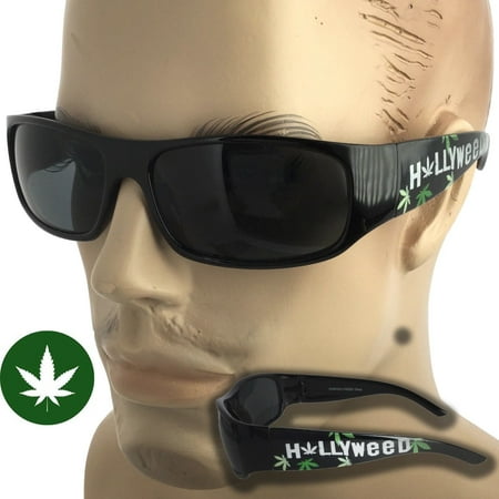 Marijuana Hollyweed OG Gangster Locs Weed Sunglasses Hardcore Shades Wrap Black