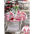 thumbnail image 4 of Outdoor Tablecloth with Umbrella Hole and Zipper, Valentine's Day Round Table Cloth 54 Inch Waterproof Tablecloth, Pink Love Gnomes Roses Romantic White Picnic Table Cover for Patio Camping, 4 of 7