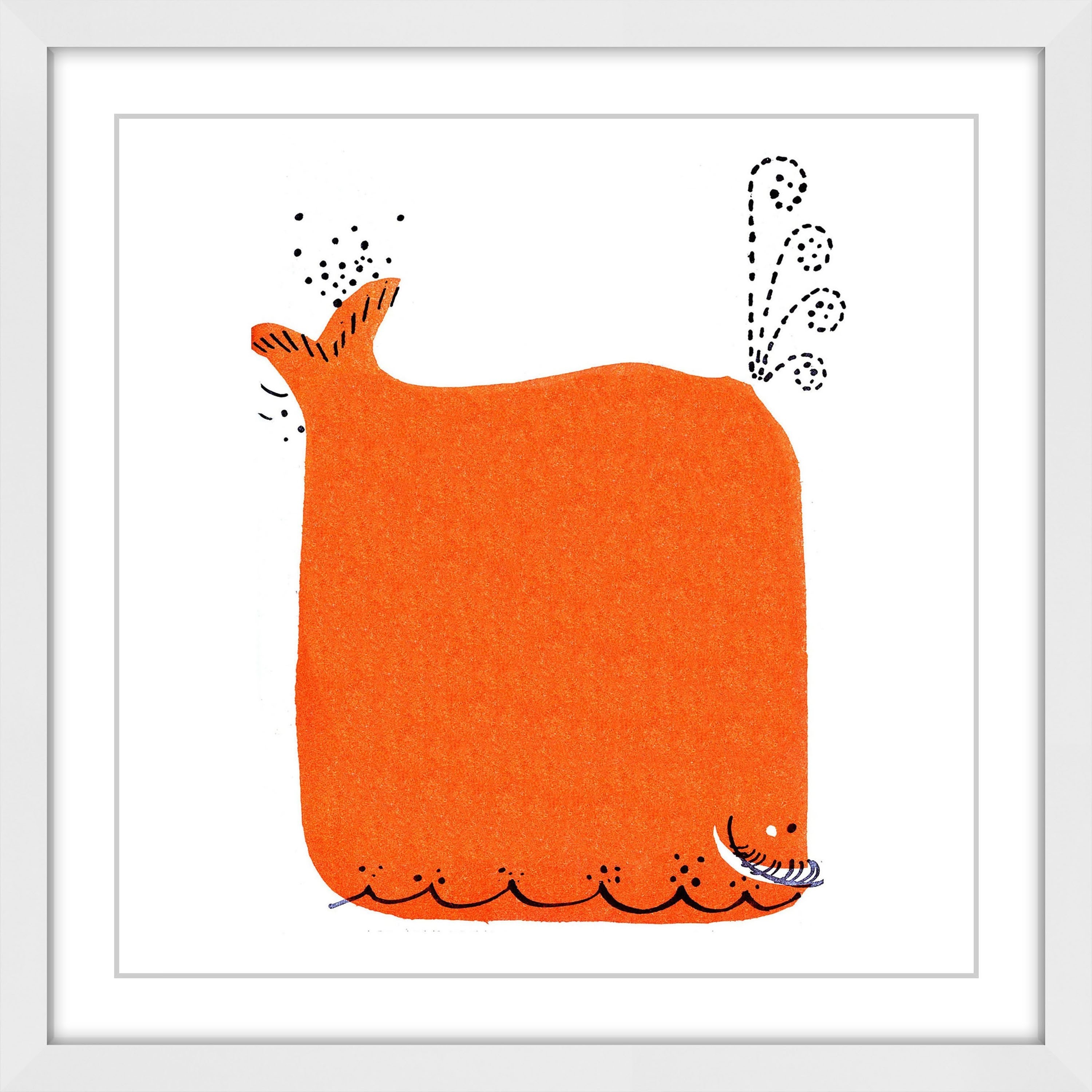 "Orange Whale" Framed Painting Print