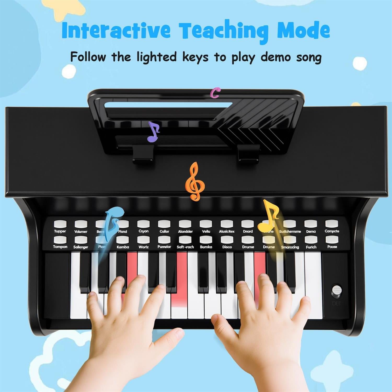 Spaco 25-Key Kids Piano with Stool, Adjustable Speed & Volume, Record/Playback, Sturdy Design, Music Enlightenment, Black