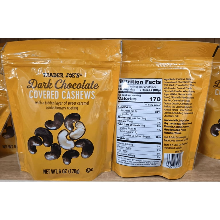 Trader Joe's Dark Chocolate Covered Cashews 6oz 170g (2 Bags